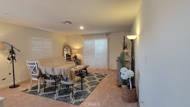 interior space with light colored carpet