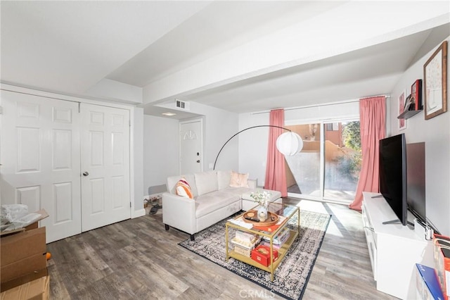 living room with hardwood / wood-style flooring