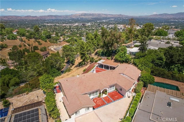 aerial view with a mountain view