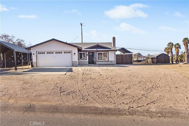 single story home featuring a carport