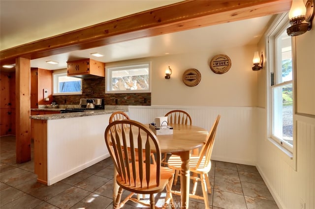 tiled dining room with a healthy amount of sunlight