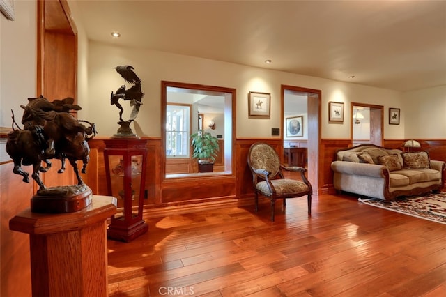 living area featuring light hardwood / wood-style flooring