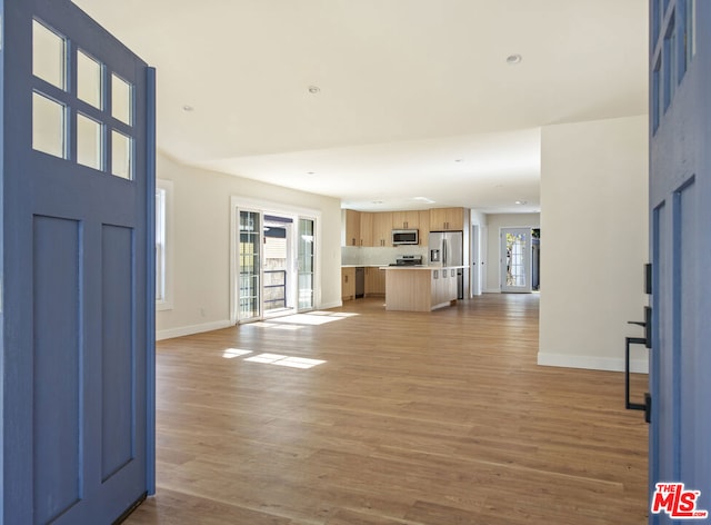 entryway with light wood-type flooring