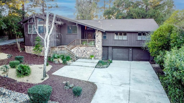 view of front of house with a garage