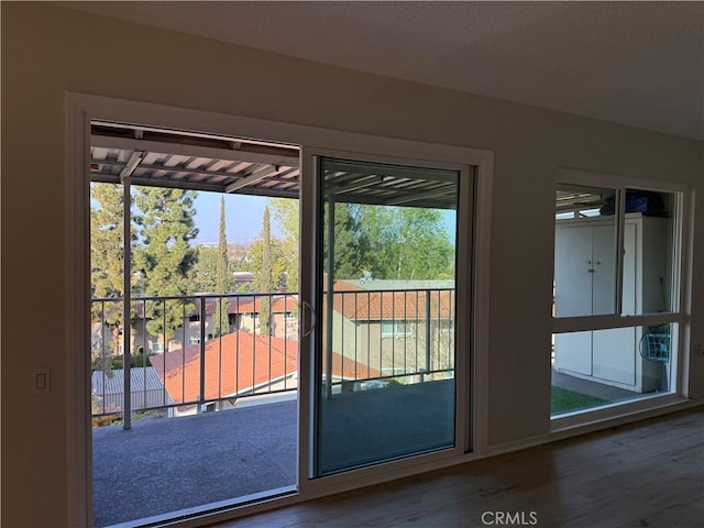 doorway to outside featuring hardwood / wood-style floors