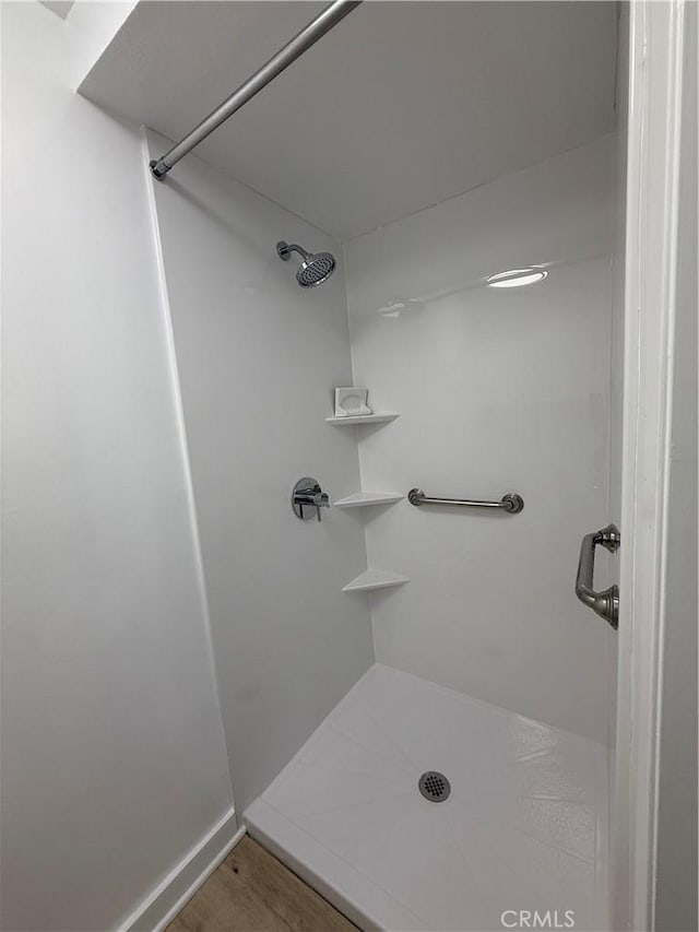 bathroom with a shower