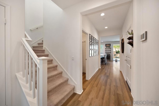 hallway featuring light wood-type flooring