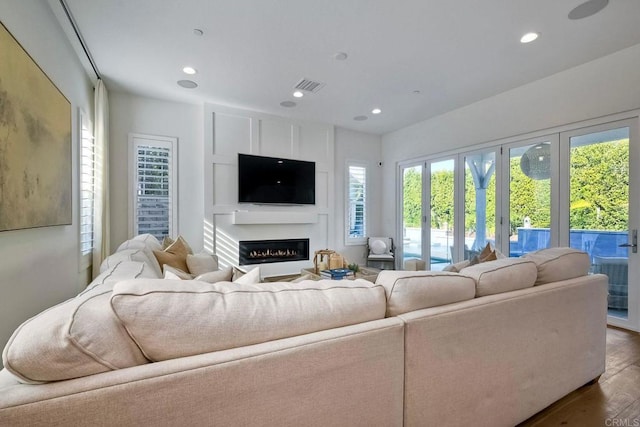 living room with wood-type flooring