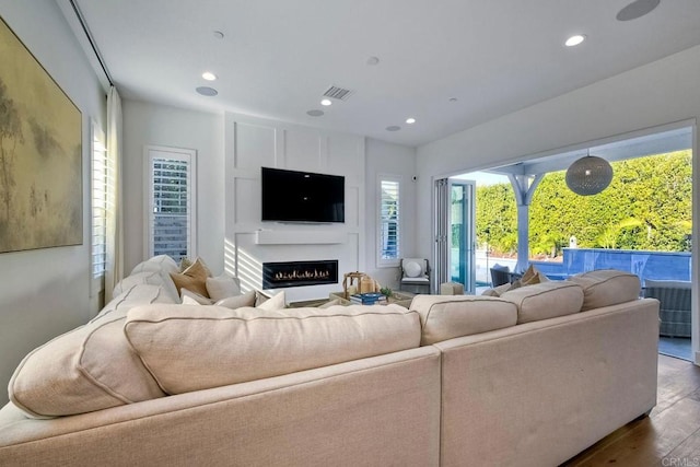 living room featuring hardwood / wood-style floors