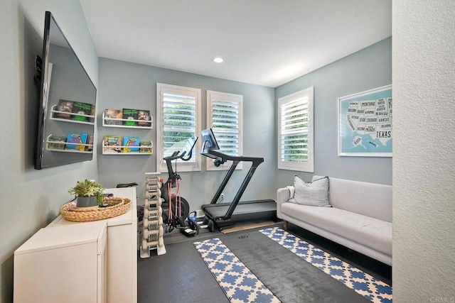 exercise room with a wealth of natural light