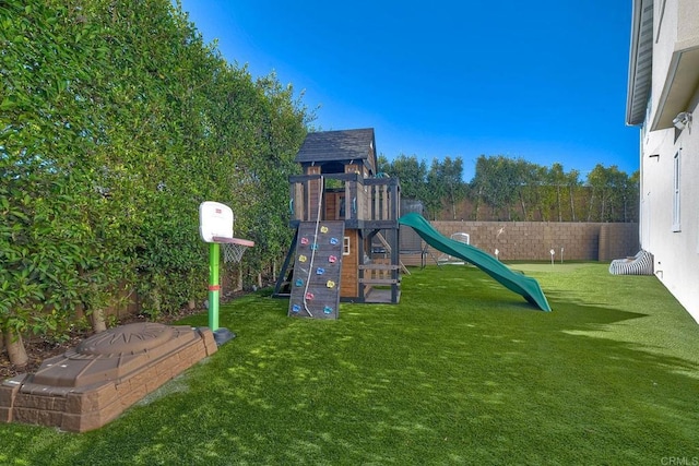 view of play area with a lawn