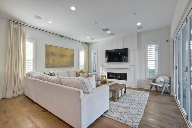 living room featuring light hardwood / wood-style floors