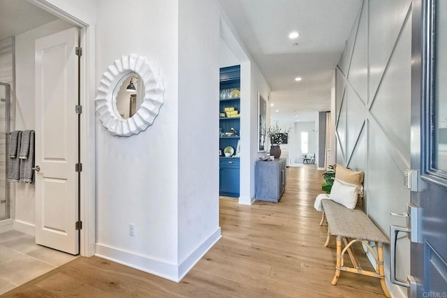 hall featuring light hardwood / wood-style floors