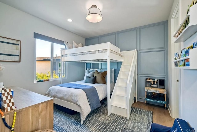 bedroom featuring dark hardwood / wood-style flooring