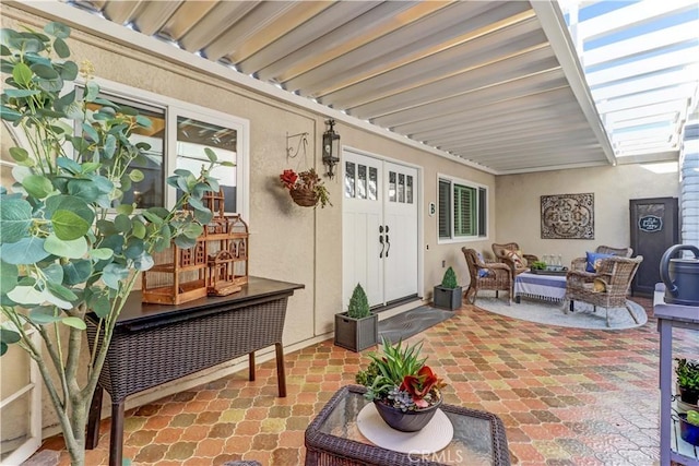 exterior space featuring an outdoor hangout area