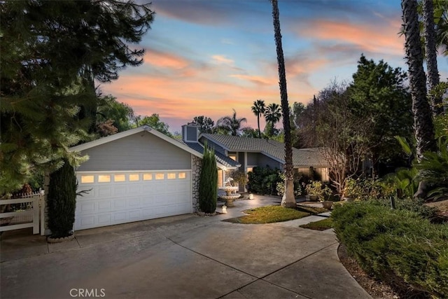 view of front of house with a garage