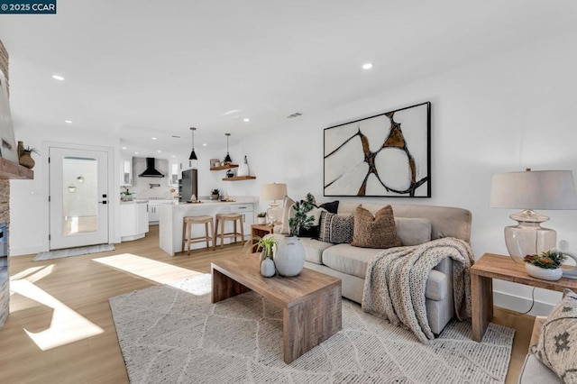 living room featuring light hardwood / wood-style flooring