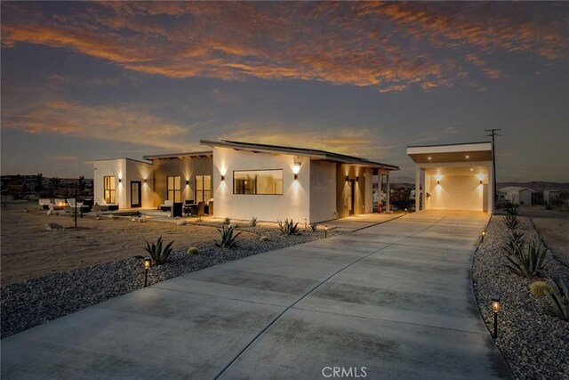 contemporary home with a garage