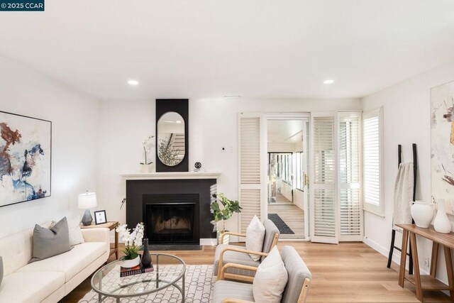 living room featuring light wood-type flooring