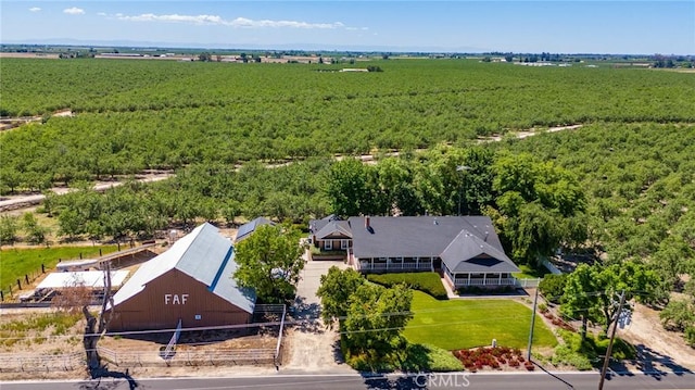 aerial view featuring a rural view