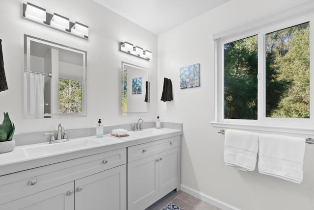 bathroom featuring a healthy amount of sunlight and vanity