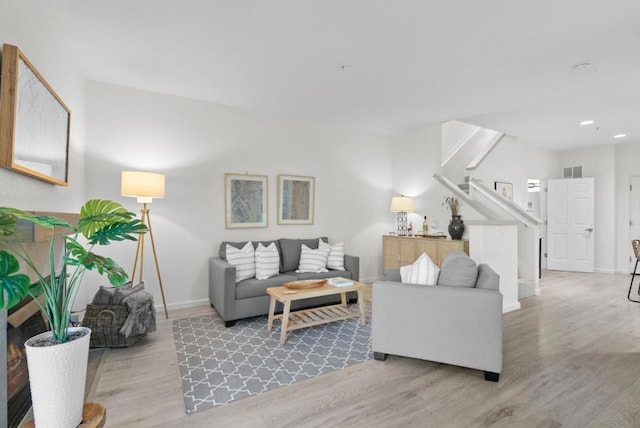 living room featuring light hardwood / wood-style flooring