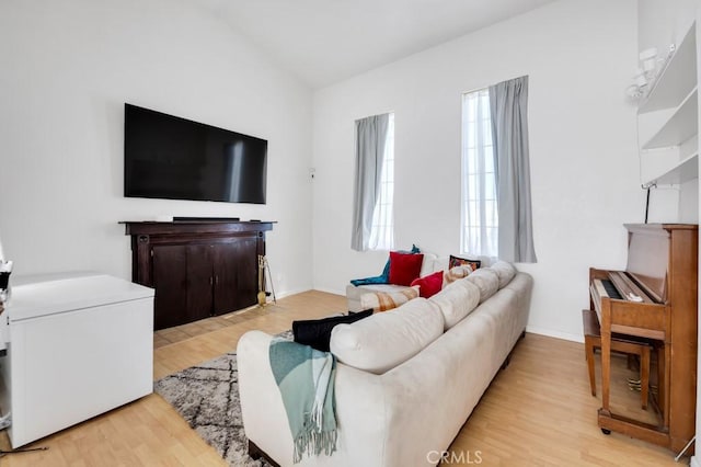 living room with light hardwood / wood-style floors