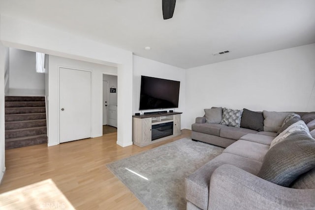 living room with hardwood / wood-style floors