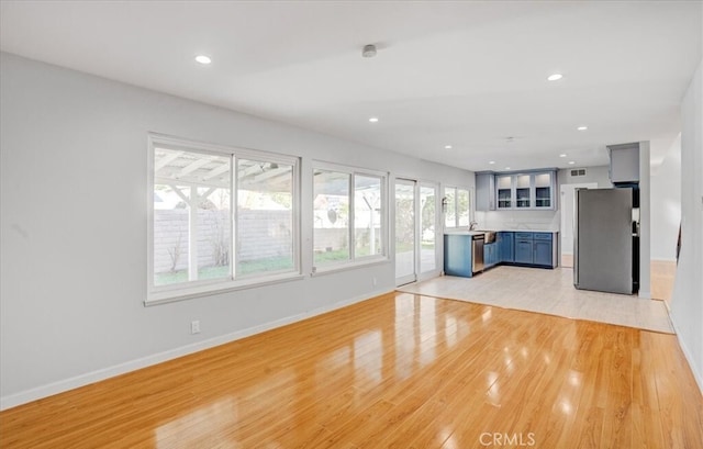 unfurnished living room featuring light hardwood / wood-style flooring