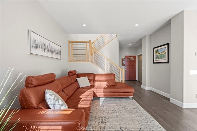 living room featuring dark hardwood / wood-style floors