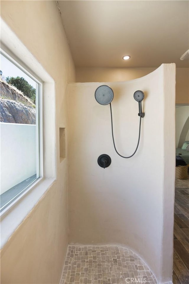 bathroom with a shower