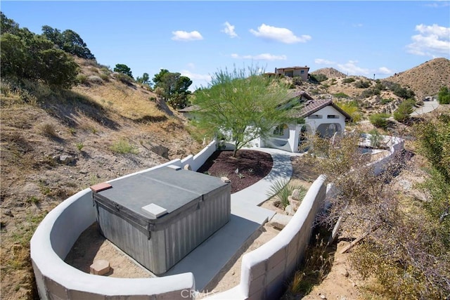 exterior space featuring a mountain view