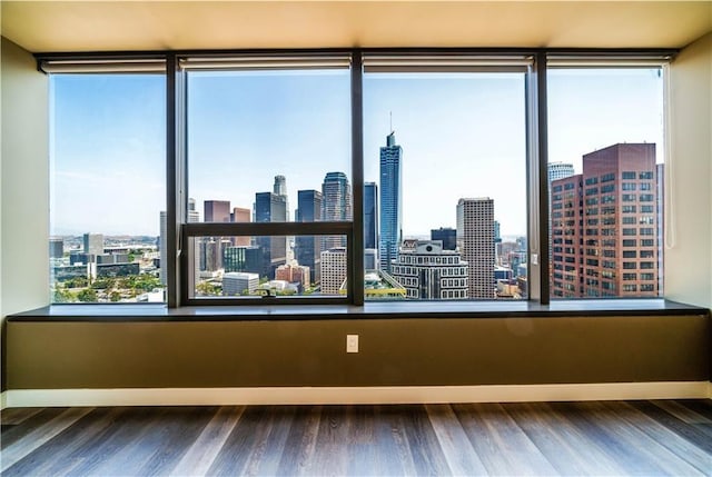 unfurnished room featuring dark hardwood / wood-style floors and a wealth of natural light