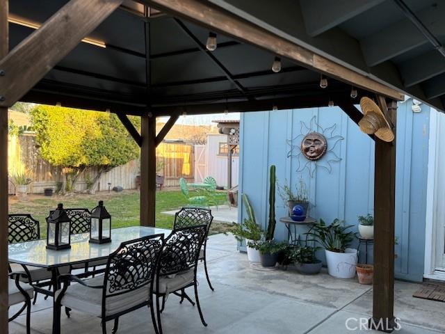 view of patio featuring a gazebo