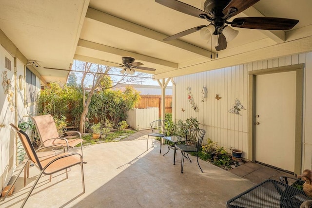 view of patio with ceiling fan