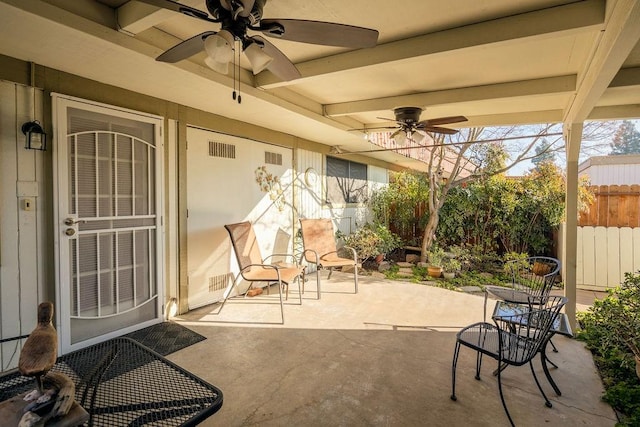 view of patio / terrace with ceiling fan