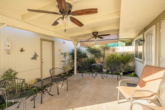 view of patio / terrace featuring ceiling fan