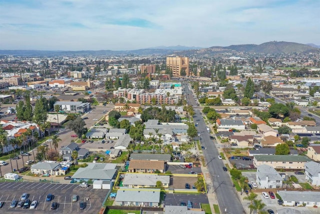 aerial view with a mountain view