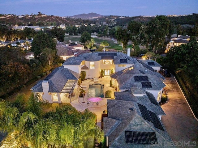 aerial view with a mountain view