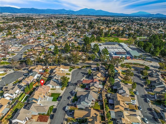 bird's eye view with a mountain view