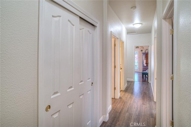 hallway featuring dark hardwood / wood-style flooring