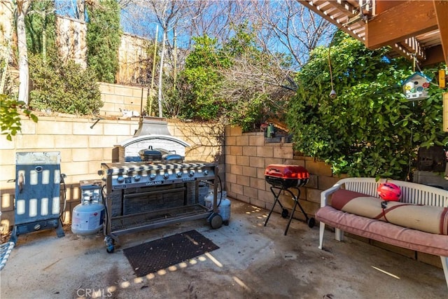 view of patio featuring grilling area