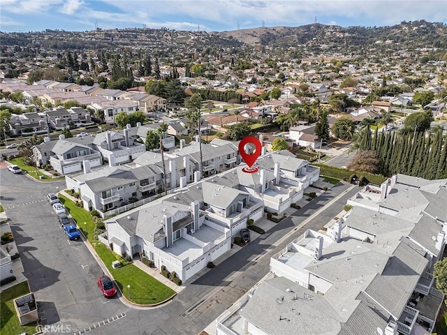 bird's eye view with a mountain view