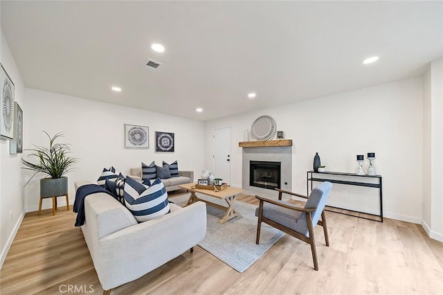 living room featuring light hardwood / wood-style flooring