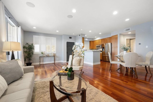 living room featuring wood-type flooring