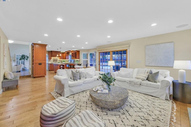 living room featuring light hardwood / wood-style flooring