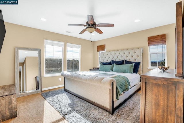 bedroom featuring ceiling fan