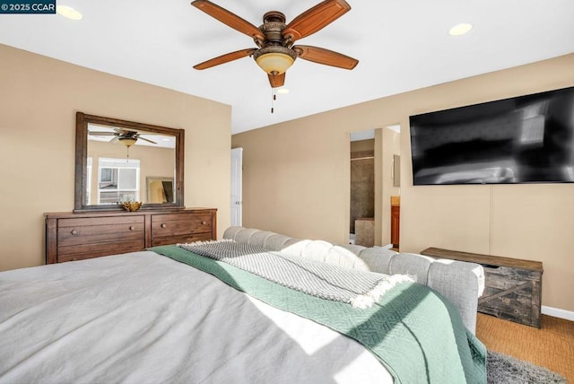 bedroom featuring ceiling fan