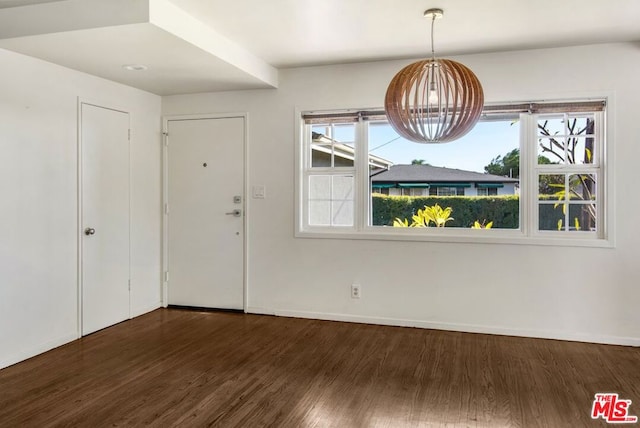 entryway with dark wood-type flooring