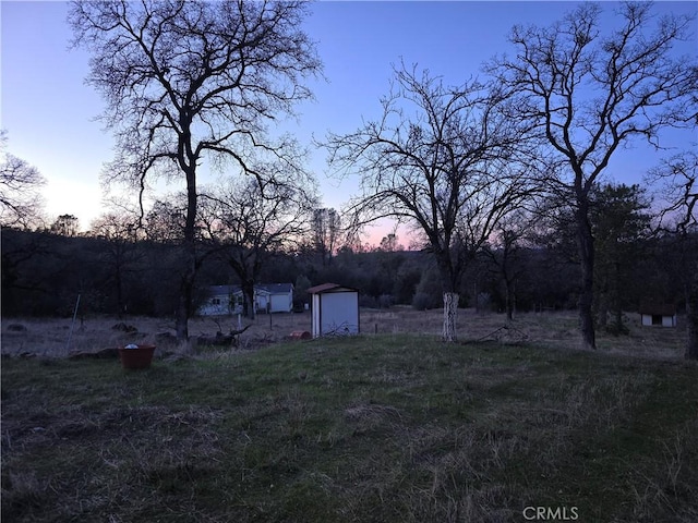 view of yard at dusk